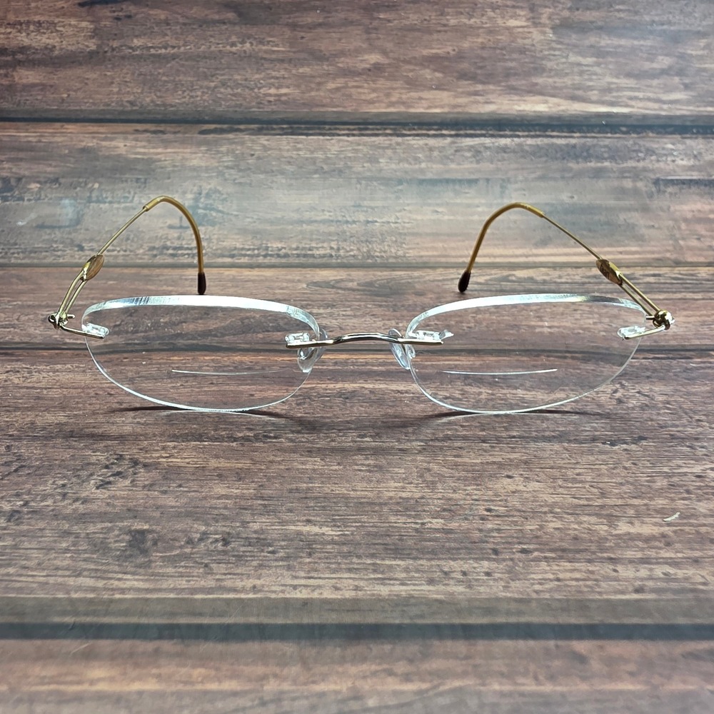 Titan Gold Rimless Titanium Bifocal Eyeglasses Minimalist Frames 4048